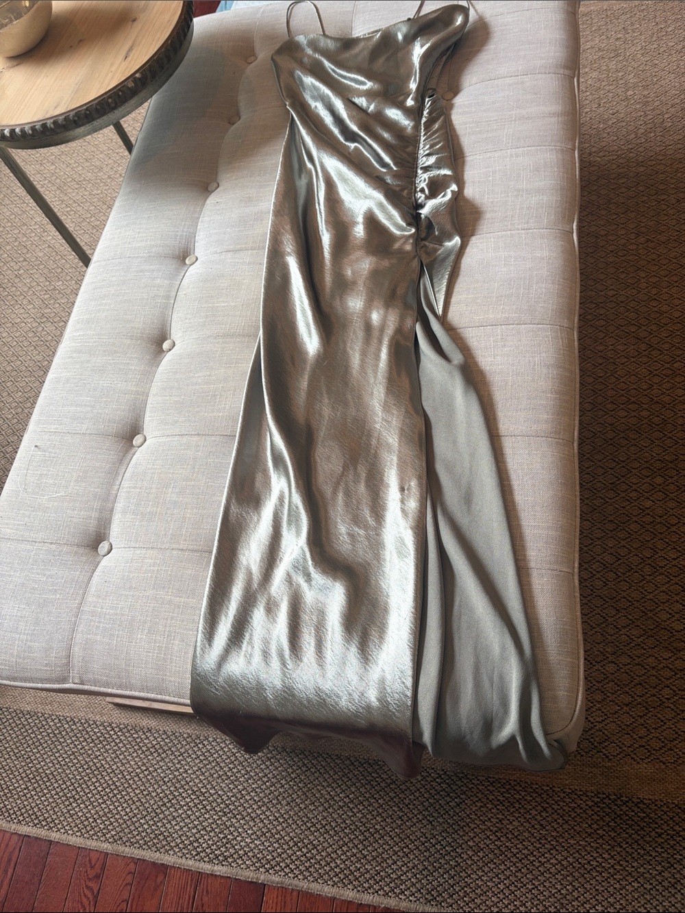 Sachin & Babi Sage Green Satin Scrunch Maxi Dress Size 0